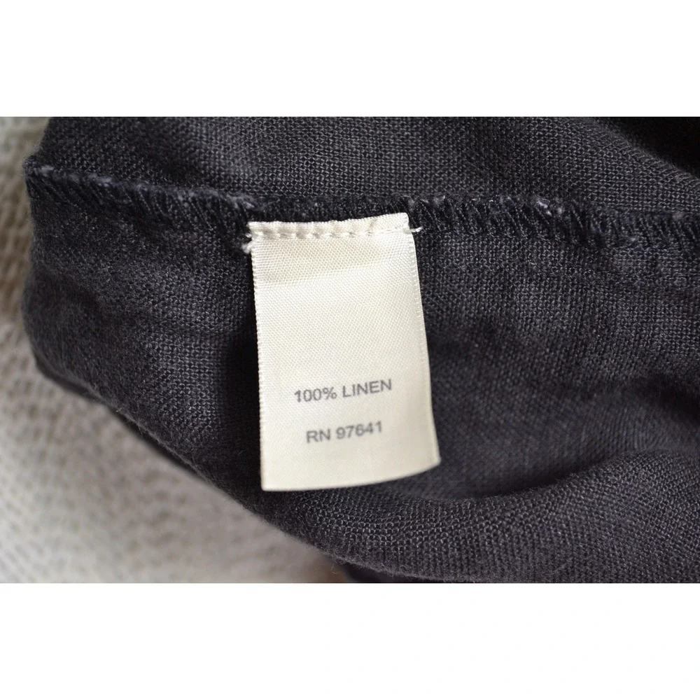 J. Jill Linen Wide Leg Pants Womens Large Black Elastic Waist Casual Pull-On‎